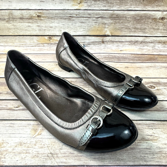 AGL Attilio Giusti Leombruni Womens Metallic Pewter Monika Ballet Flat Shoes 11 - Picture 1 of 8